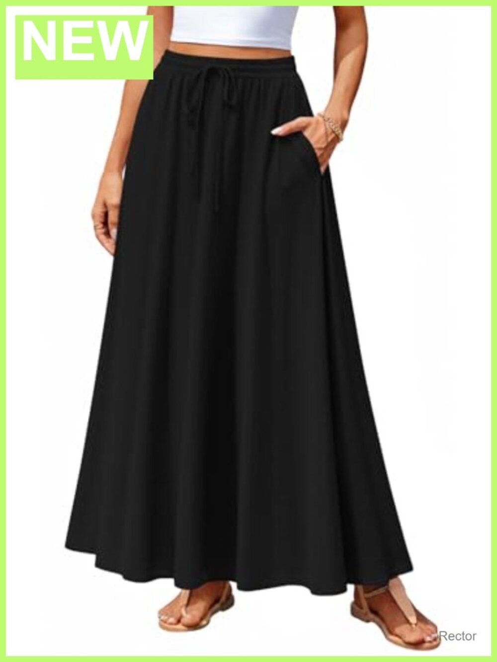 Women's Pleated Flowy A-Line Maxi Skirt with Pockets